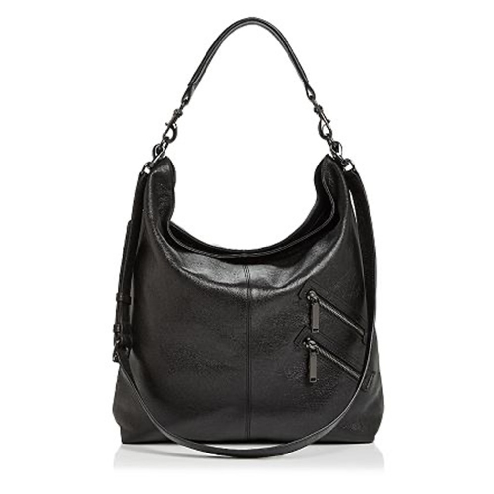 Rebecca Minkoff Black Leather Jamie Satchel Bag Convertible Handle Zippers